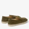 Espadrilles de ante de terciopelo grabado en verde musgo con cordones Espadrilles de ante de terciopelo grabado en verde musgo con cordones
