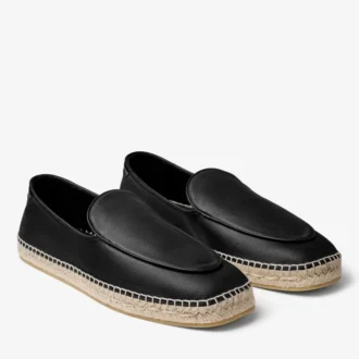 Espadrilles Shenton de cuero negro ablandado