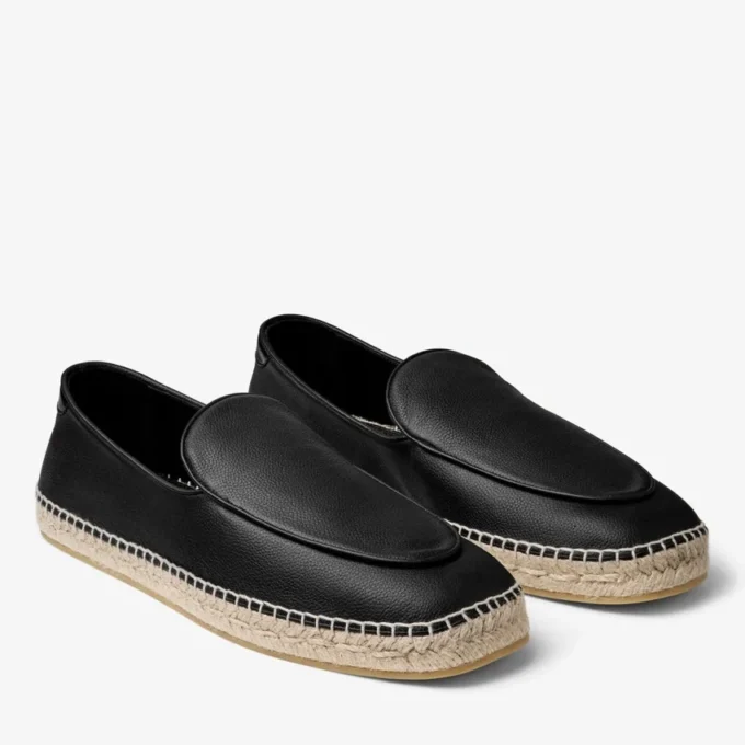 Espadrilles Shenton de cuero negro ablandado Espadrilles Shenton de cuero negro ablandado