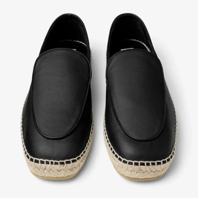 Espadrilles Shenton de cuero negro ablandado Espadrilles Shenton de cuero negro ablandado