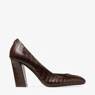 Farren 85 en piel con relieve de cocodrilo color chocolate