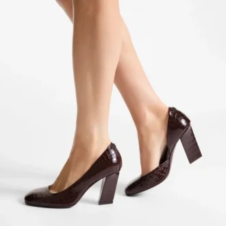 Farren 85 en piel con relieve de cocodrilo color chocolate