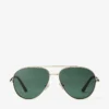 Gafas de sol de aviador Astor en metal dorado pálido y verde Gafas de sol de aviador Astor en metal dorado pálido y verde
