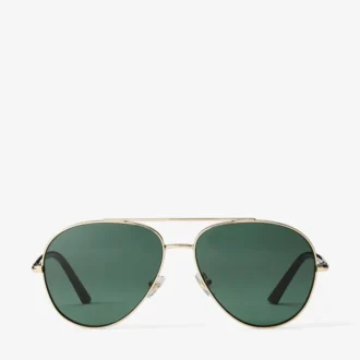 Gafas de sol de aviador Astor en metal dorado pálido y verde