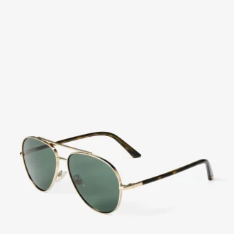 Gafas de sol de aviador Astor en metal dorado pálido y verde