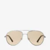 Gafas de sol de aviador de metal plateado y amarillo claro Astor Gafas de sol de aviador de metal plateado y amarillo claro Astor
