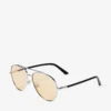 Gafas de sol de aviador de metal plateado y amarillo claro Astor Gafas de sol de aviador de metal plateado y amarillo claro Astor
