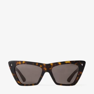 Gafas de sol de ojo de gato de acetato color habana y marrón oscuro Gafas de sol de ojo de gato de acetato color habana y marrón oscuro