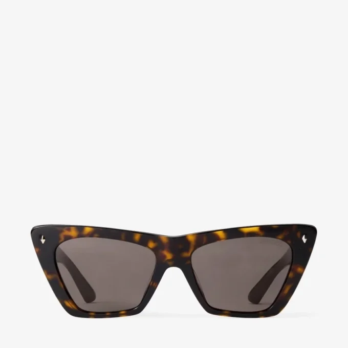 Gafas de sol de ojo de gato de acetato color habana y marrón oscuro Gafas de sol de ojo de gato de acetato color habana y marrón oscuro
