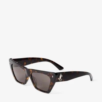 Gafas de sol de ojo de gato de acetato color habana y marrón oscuro Gafas de sol de ojo de gato de acetato color habana y marrón oscuro