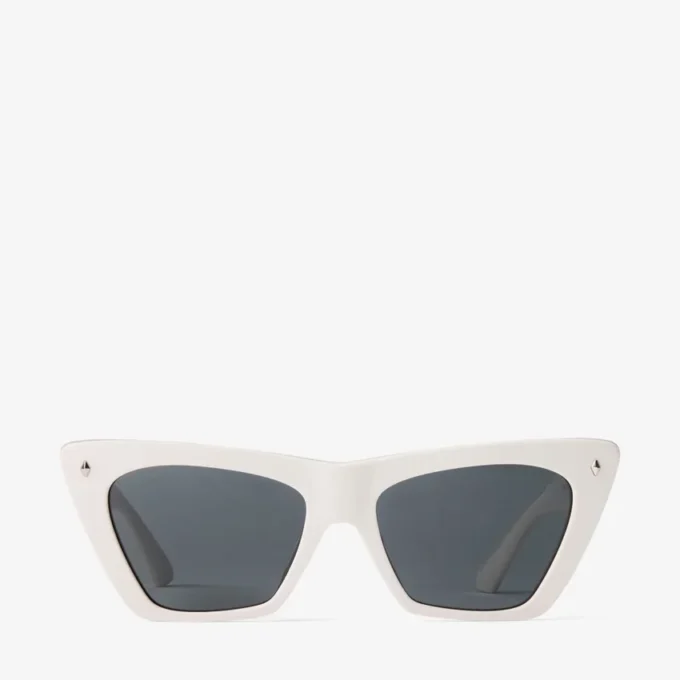 Gafas de sol de ojo de gato de acetato en color leche y gris Gafas de sol de ojo de gato de acetato en color leche y gris