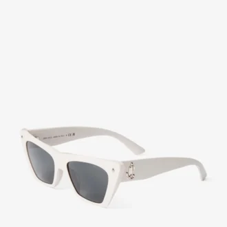Gafas de sol de ojo de gato de acetato en color leche y gris