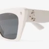 Gafas de sol de ojo de gato de acetato en color leche y gris Gafas de sol de ojo de gato de acetato en color leche y gris
