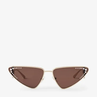 Gafas de sol de ojo de gato Kristal en oro pálido con cristales
