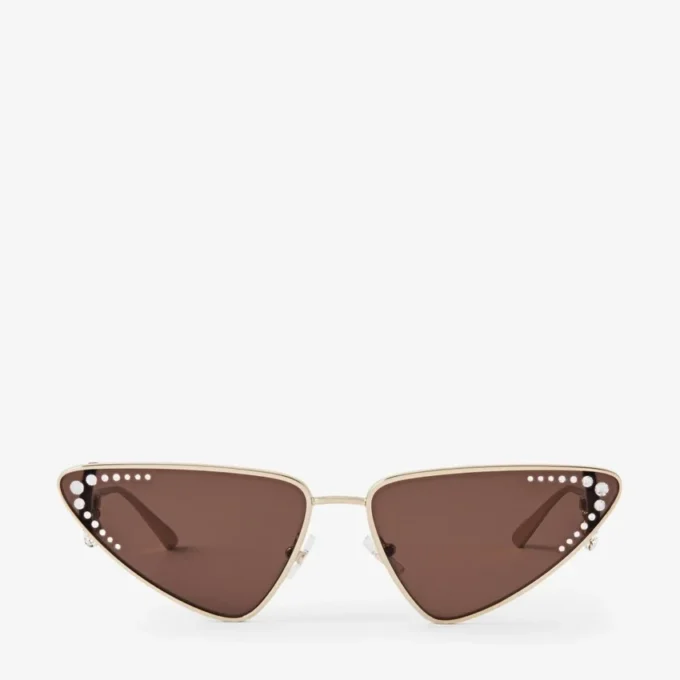 Gafas de sol de ojo de gato Kristal en oro pálido con cristales Gafas de sol de ojo de gato Kristal en oro pálido con cristales