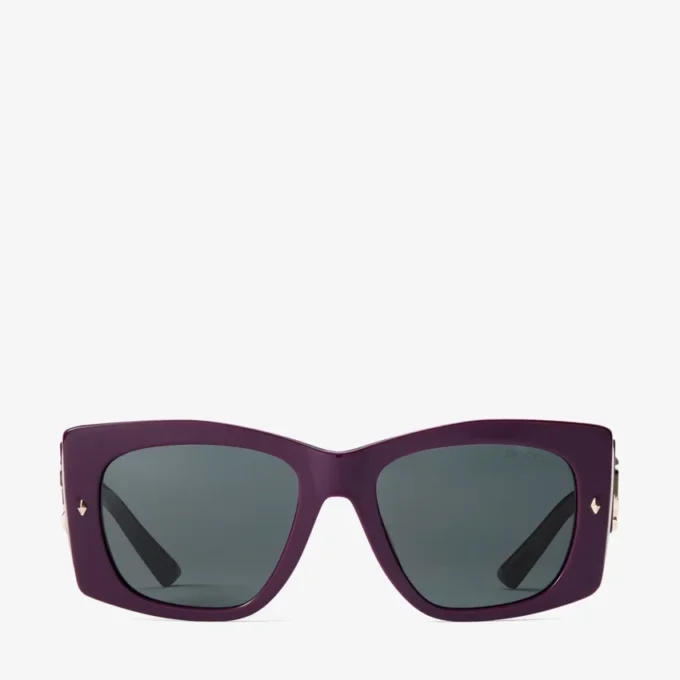 Gafas de sol Gabi con diseño de mariposa en acetato color ciruela y gris Gafas de sol Gabi con diseño de mariposa en acetato color ciruela y gris