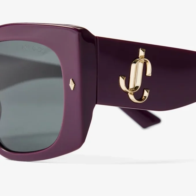 Gafas de sol Gabi con diseño de mariposa en acetato color ciruela y gris Gafas de sol Gabi con diseño de mariposa en acetato color ciruela y gris