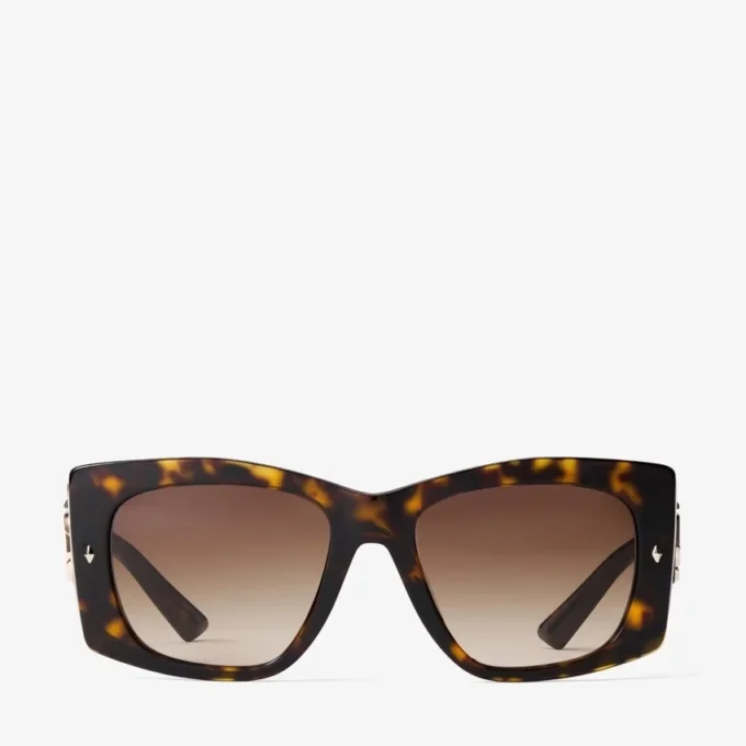 Gafas de sol Gabi de acetato en color habana y marrón degradado con montura de mariposa Gafas de sol Gabi de acetato en color habana y marrón degradado con montura de mariposa