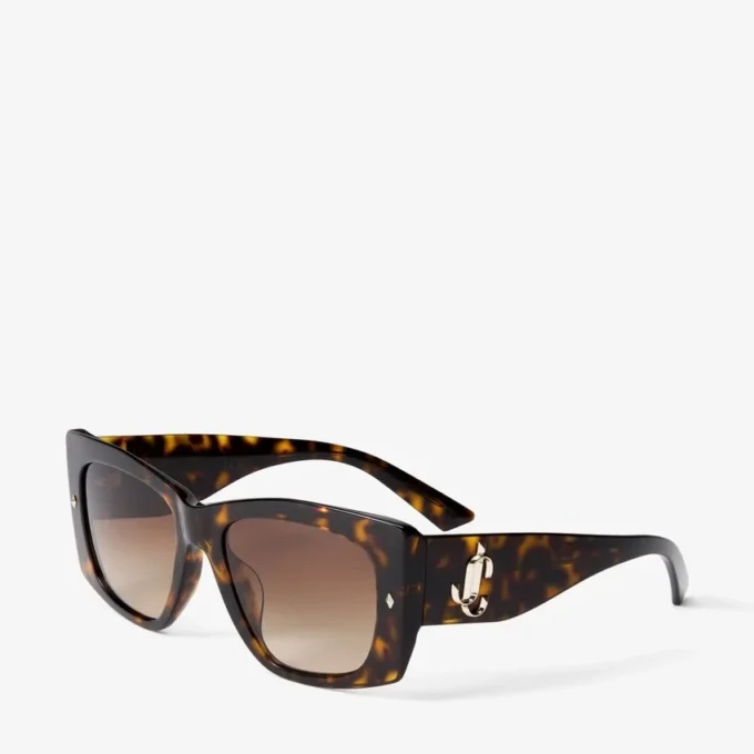 Gafas de sol Gabi de acetato en color habana y marrón degradado con montura de mariposa Gafas de sol Gabi de acetato en color habana y marrón degradado con montura de mariposa
