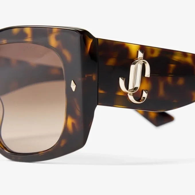 Gafas de sol Gabi de acetato en color habana y marrón degradado con montura de mariposa Gafas de sol Gabi de acetato en color habana y marrón degradado con montura de mariposa