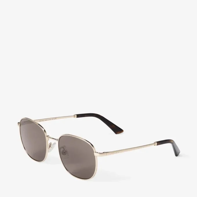 Gafas de sol metálicas Pantos Dune en oro pálido y marrón oscuro Gafas de sol metálicas Pantos Dune en oro pálido y marrón oscuro