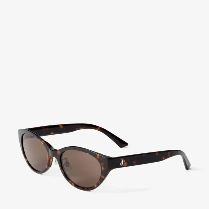 Gafas de sol ovaladas Benna de acetato color habana y marrón oscuro Gafas de sol ovaladas Benna de acetato color habana y marrón oscuro