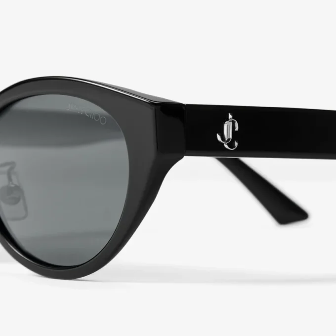 Gafas de sol ovaladas de acetato negro y gris de Benna Gafas de sol ovaladas de acetato negro y gris de Benna