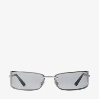 Gafas de sol rectangulares de metal en plata y gris