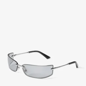Gafas de sol rectangulares de metal en plata y gris