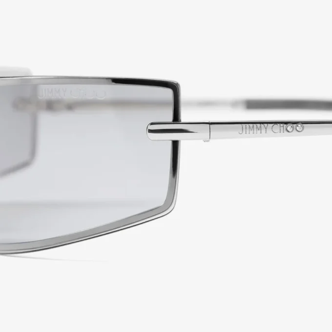 Gafas de sol rectangulares de metal en plata y gris Gafas de sol rectangulares de metal en plata y gris