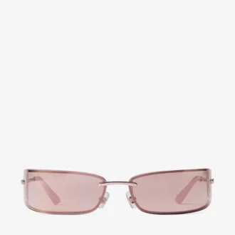 Gafas de sol rectangulares de metal en tonos oro pálido y rosa