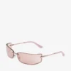 Gafas de sol rectangulares de metal en tonos oro pálido y rosa Gafas de sol rectangulares de metal en tonos oro pálido y rosa