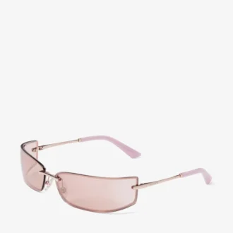 Gafas de sol rectangulares de metal en tonos oro pálido y rosa