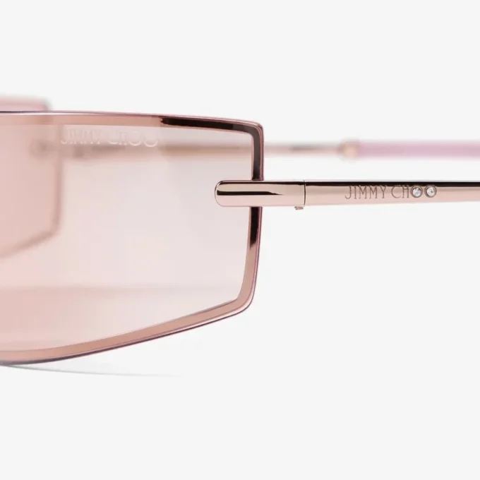 Gafas de sol rectangulares de metal en tonos oro pálido y rosa Gafas de sol rectangulares de metal en tonos oro pálido y rosa