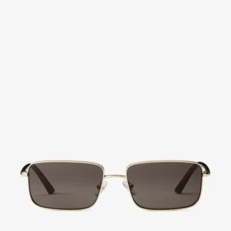 Gafas de sol rectangulares Gavin de metal en oro pálido y marrón oscuro
