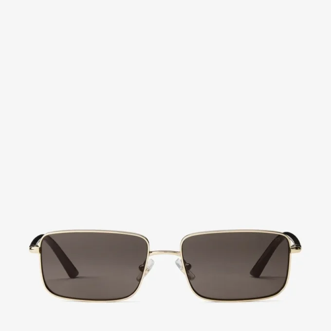 Gafas de sol rectangulares Gavin de metal en oro pálido y marrón oscuro Gafas de sol rectangulares Gavin de metal en oro pálido y marrón oscuro