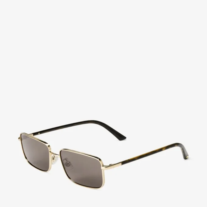Gafas de sol rectangulares Gavin de metal en oro pálido y marrón oscuro Gafas de sol rectangulares Gavin de metal en oro pálido y marrón oscuro
