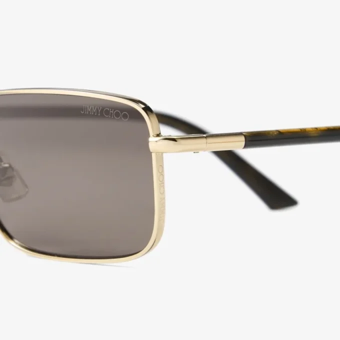 Gafas de sol rectangulares Gavin de metal en oro pálido y marrón oscuro Gafas de sol rectangulares Gavin de metal en oro pálido y marrón oscuro