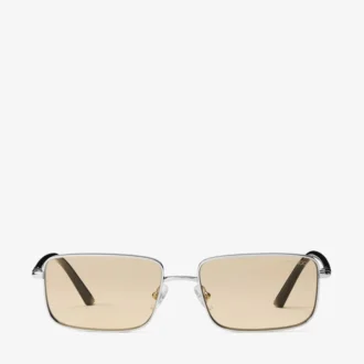 Gafas de sol rectangulares Gavin de metal plateado y amarillo claro