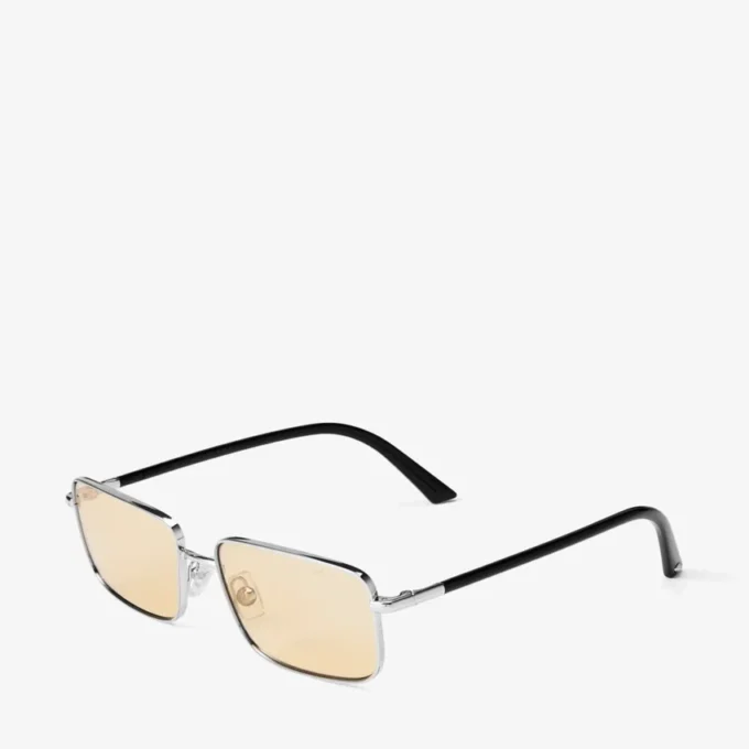 Gafas de sol rectangulares Gavin de metal plateado y amarillo claro Gafas de sol rectangulares Gavin de metal plateado y amarillo claro