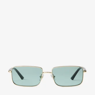 Gafas de sol rectangulares Gavin en metal dorado pálido y verde
