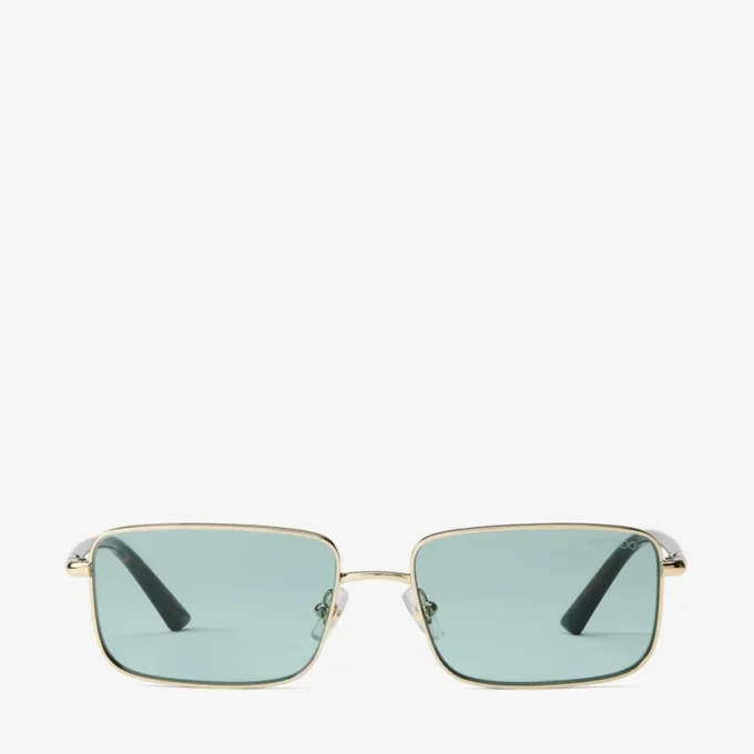 Gafas de sol rectangulares Gavin en metal dorado pálido y verde Gafas de sol rectangulares Gavin en metal dorado pálido y verde