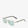 Gafas de sol rectangulares Gavin en metal dorado pálido y verde Gafas de sol rectangulares Gavin en metal dorado pálido y verde
