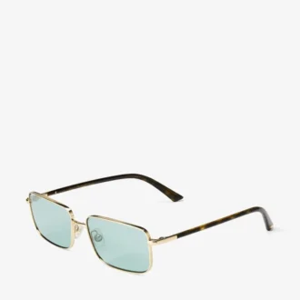 Gafas de sol rectangulares Gavin en metal dorado pálido y verde