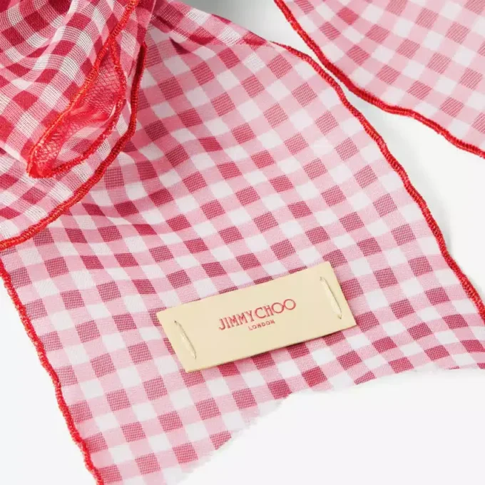 Horquilla con lazo en rojo rubí Horquilla con lazo de organza de cuadros mini