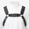 Jimmy Choo Noir Kei Ninomiya All Stars Harness Arnés de piel de becerro lisa negra con adornos metálicos de estrellas múltiples Jimmy Choo Noir Kei Ninomiya All Stars Harness Arnés de piel de becerro lisa negra con adornos metálicos de estrellas múltiples