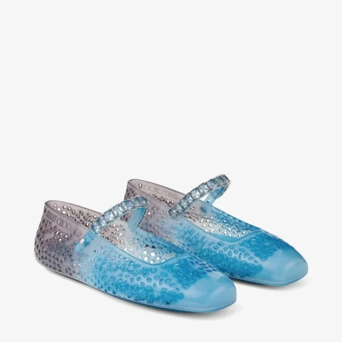 Las bailarinas Jelly Denim Degradé con adornos de cristales Las bailarinas Jelly Denim Degradé con adornos de cristales
