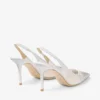 Love Sling Back 85: zapatos de tiras traseras de malla blanca con cristales DéGradé Galaxy Love Sling Back 85: zapatos de tiras traseras de malla blanca con cristales DéGradé Galaxy
