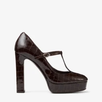 Marene  Mary Jane 120 Sambuco Zapatos de salón de piel brillante con relieve de cocodrilo