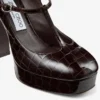 Marene Mary Jane 120 Sambuco Zapatos de salón de piel brillante con relieve de cocodrilo Marene Mary Jane 120 Sambuco Zapatos de salón de piel brillante con relieve de cocodrilo